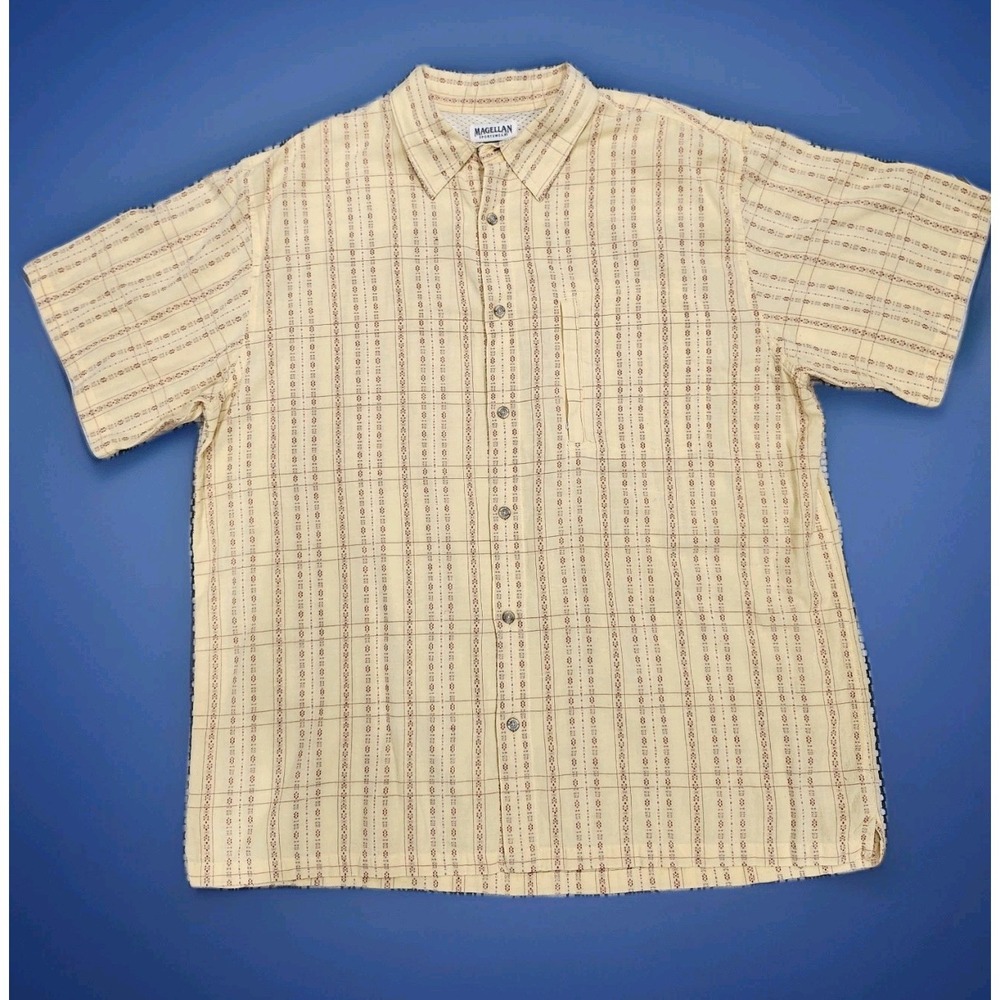 Magellan Sportswear Shirt Mens XXL Yellow Cotton Fishing Camp Button Up